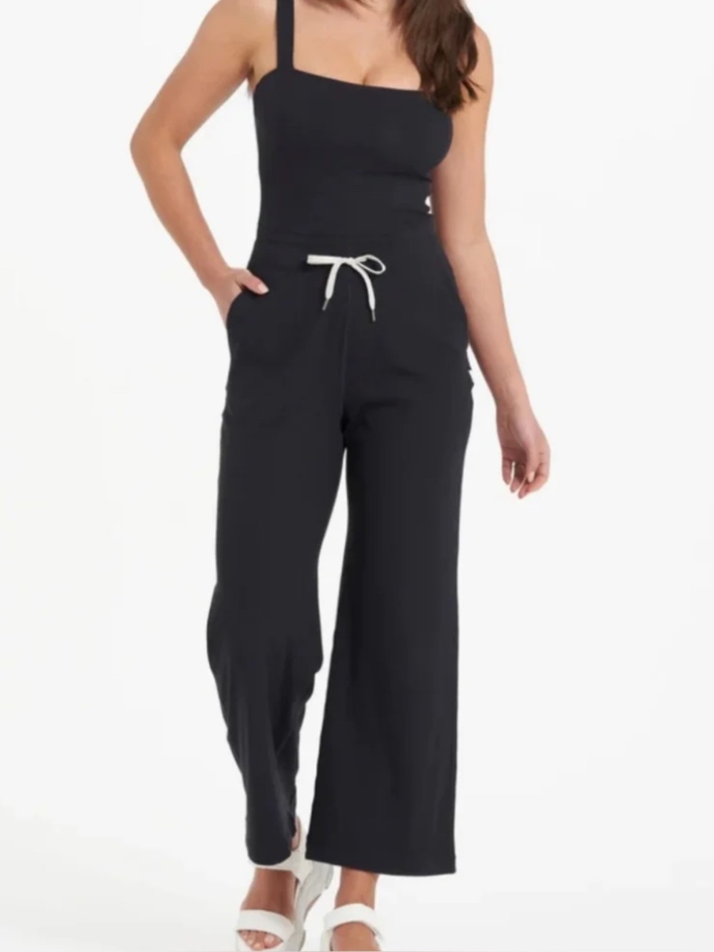 Vuori Women's Mudra Ribbed Black Jumpsuit Size Large